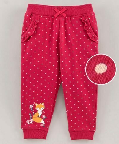 Babyhug Full Length Lounge Pant Fox Print Red