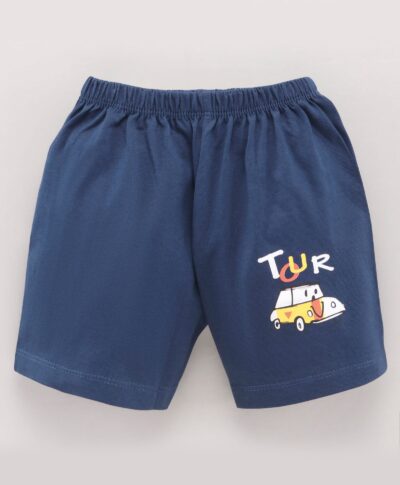 Cucumber Half Sleeves T-shirt and Short Set Car Print - Red Blue - Image 2