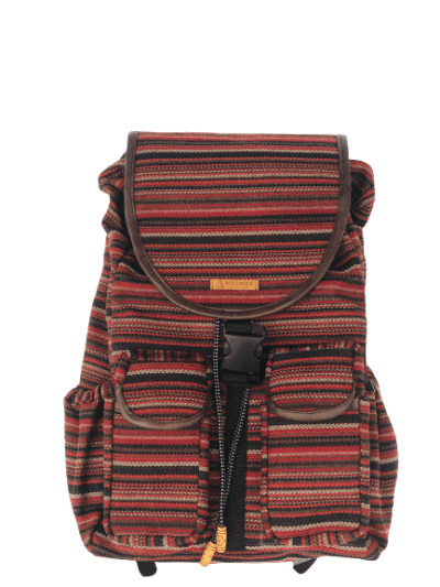 Sack Limbag-Soft Backpack Chocolate with red and black Kitenge Print by Aflimba