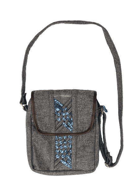 Toolkit Limbag Shoulder Bag Gray with Kitenge Fabric by Aflimba