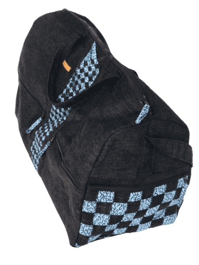 Patrone Limbag – Travel and Accessories Bag - Black With light Blue square Print By Aflimba